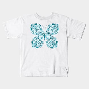 Paisley Teal Butterfly Kids T-Shirt